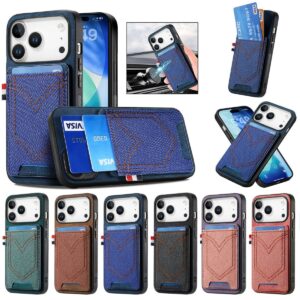 iPhone 17 Pro Max Denim Texture Vintage Card Slot Wallet Case product image