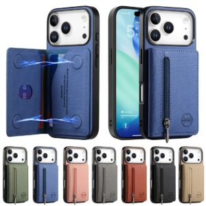 iPhone 17 Pro Max Denim Texture Zip Card Wallet Magnetic Clasp Wallet Case product image