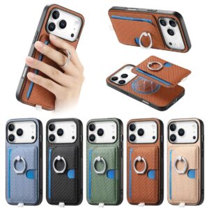 iPhone 17 Pro Max Fiber Texture Magnetic Card Wallet Card Slot Ring Wallet Case product image