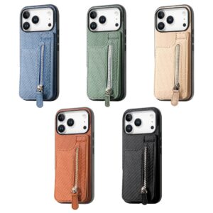 iPhone 17 Pro Max Fiber Texture Zip Flip Wallet Case product image