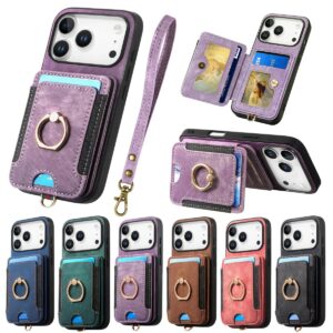 iPhone 17 Pro Vintage Card Slot Ring Wallet Case product image