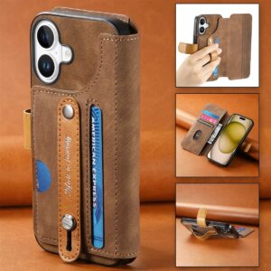 iPhone 17 Vintage Wrist Strap Card Slot Wallet Case product image