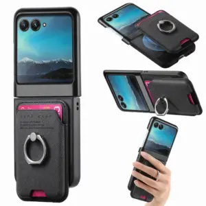 Motorola Razr 40 Ultra Denim Texture Magnetic Ring Wallet Case product image