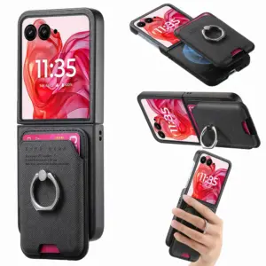 Motorola Razr 50 Ultra Denim Texture Magnetic Ring Wallet Case product image