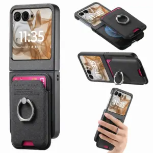 Motorola Razr 60 Denim Texture Magnetic Ring Wallet Case product image