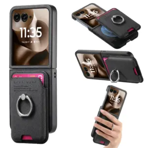 Motorola Razr 60 Ultra Denim Texture Magnetic Ring Wallet Case product image