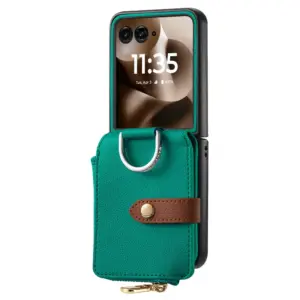 Motorola Razr 60 Ultra Litchi Texture Ring Zip Wallet Card Wallet Case product image