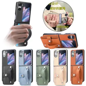 OPPO Find N2 Flip Fiber Texture Wrist Strap Card Slot Wallet Case product image