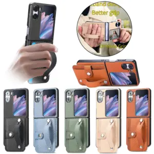 OPPO Find N2 Flip Fiber Texture Wrist Strap Card Slot Wallet Case product image