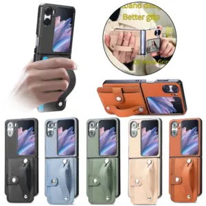 OPPO Find N2 Flip Fiber Texture Wrist Strap Card Slot Wallet Case product image