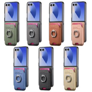 Samsung Galaxy Z Flip7 Diagonal Fabric Texture Magnetic Card Wallet Card Slot Ring Folding Wallet Case product image