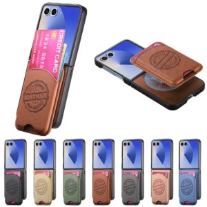 Samsung Galaxy Z Flip7 Diagonal Fabric Texture Magnetic Card Wallet Minimal Wallet Case product image