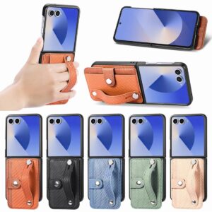 Samsung Galaxy Z Flip7 Fiber Texture Wrist Strap Kickstand Case product image