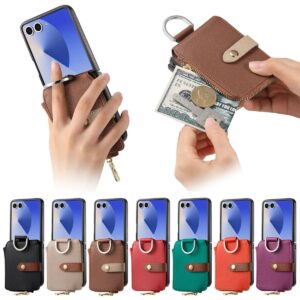 Samsung Galaxy Z Flip7 Litchi Texture Zip Wallet Ring Wallet Case product image