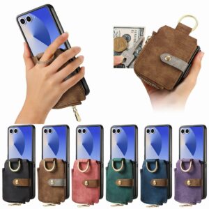 Samsung Galaxy Z Flip7 Vintage Zip Ring Folding Wallet Case product image