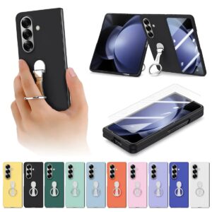 Samsung Galaxy Z Fold7 Matte Soft-Touch Ring Tempered Glass Case product image