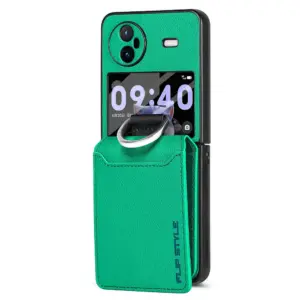 Vivo X Flip Litchi Texture Ring Card Wallet Screen Protector Wallet Case product image